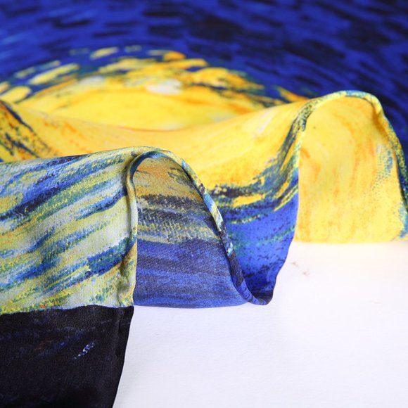 Grace Scarves 100% Silk Scarf, Artists Collection, Van Gogh, Starry Night - Picture 5 of 6